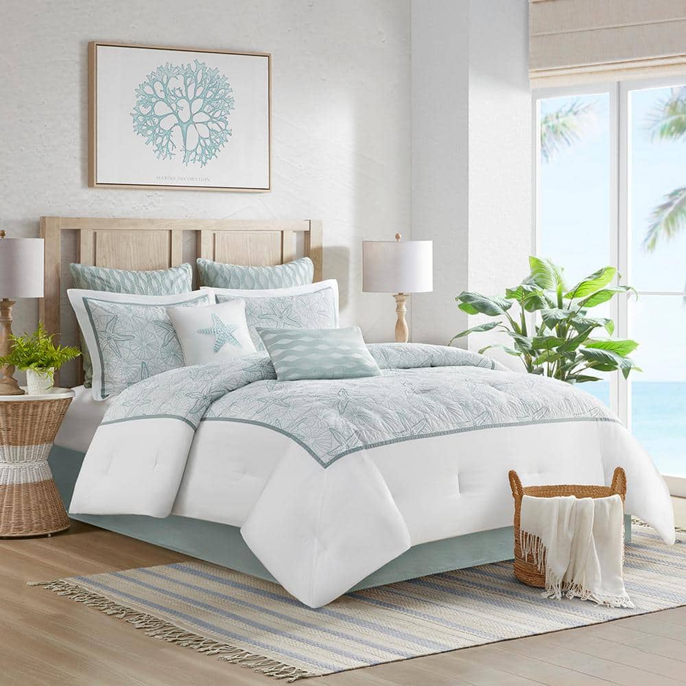 Maya Bay Embroidered Seashell Square Cotton Pillow