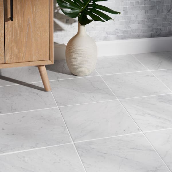 Heritage Bianco Carrara 12 in. x 12 in. Tumbled Marble Floor and Wall Tile (10 sq. ft./ Case)