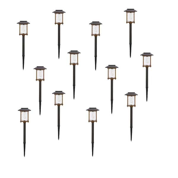Parkwood 14 Lumen Bronze 2-Tone Finish LED Weather Resistant Outdoor Solar Path Light with Glass Lens (12-Pack)