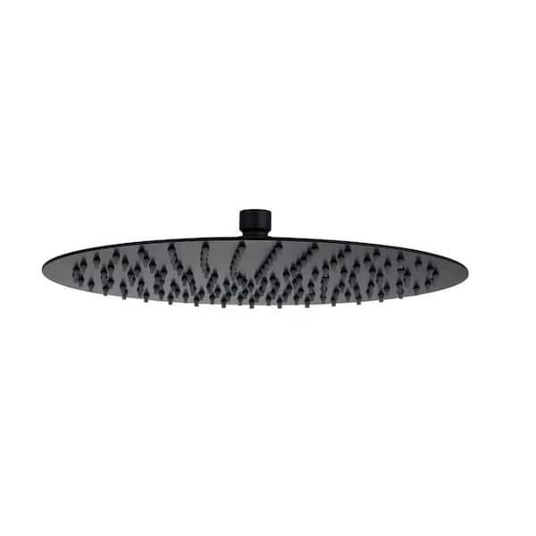 WELLFOR 1-Spray Pattern with 2.5 GPM 10 in. Round Wall Mount Rain Fixed Shower Head in Matte Black
