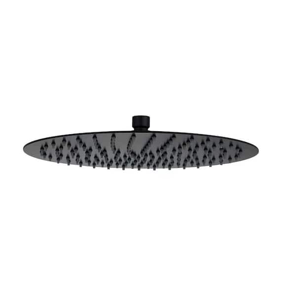 WELLFOR 1-Spray Pattern with 2.5 GPM 12 in. Round Wall Mount Rain Fixed Shower Head in Matte Black