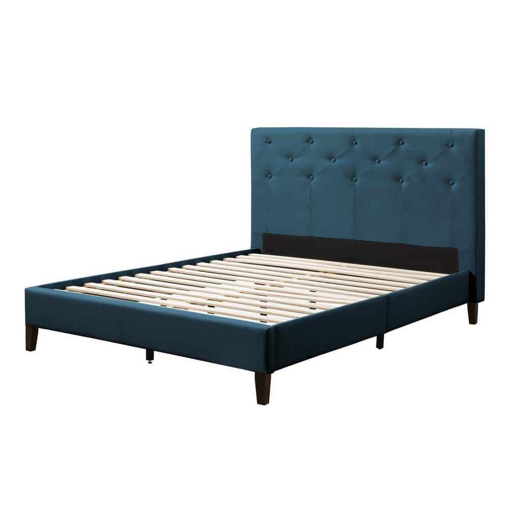 Nova Ridge Ocean Blue Fabric Double/Full Diamond Button-Tufted Bed -  CorLiving, BRH-102-D