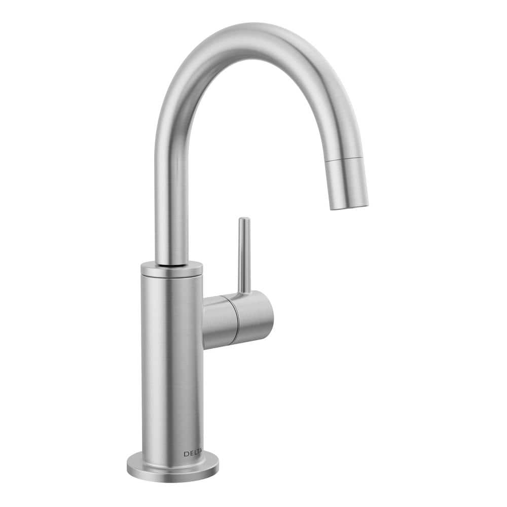 Delta Contemporary Round Single Handle Beverage Faucet in Arctic Stainless Steel 1930ARDST