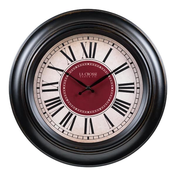 La Crosse Clock 18 in. OilRubbed Bronze Barton Quartz Analog Wall