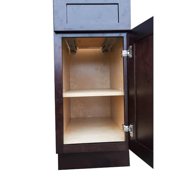 Bremen Cabinetry Bremen Ready to Assemble 27x34.5x24 in. Shaker Base Cabinet with 1-Drawer and 2-Door in Espresso