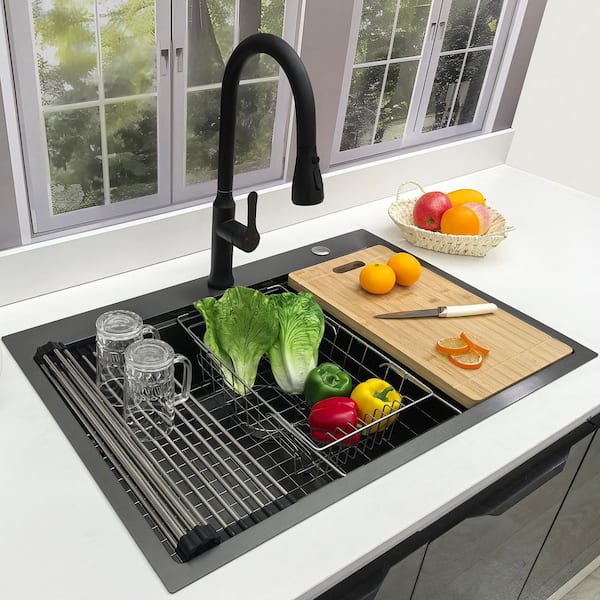 Delironexu 33 x 22 in. Drop-In Workstation Kitchen Sink 16