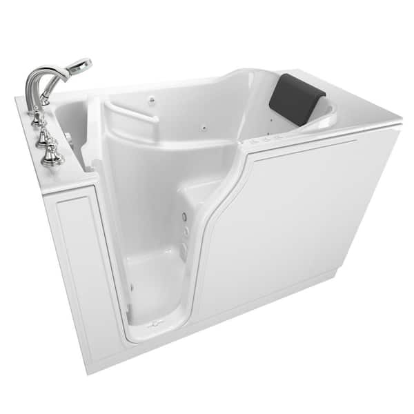 American Standard Gelcoat Premium Series 52 in. x 30 in. Left Hand Walk-In Whirlpool and Air Bathtub in White