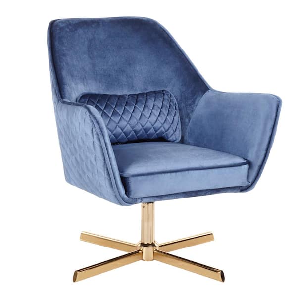 Lumisource Diana Blue Velvet and Gold Metal Lounge Chair with Swivel