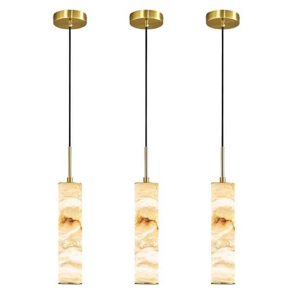 ZHLWIN Natural Alabaster 7-Watt 1-Light Gold 3-Pack Integrated LED