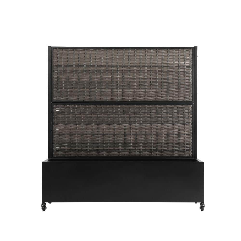 47.2 in. H × 47.2 in. W Black Privacy Metal Garden Fence Screen Panels with Planter Box and Lockable Wheels price history on PriceWatchPro