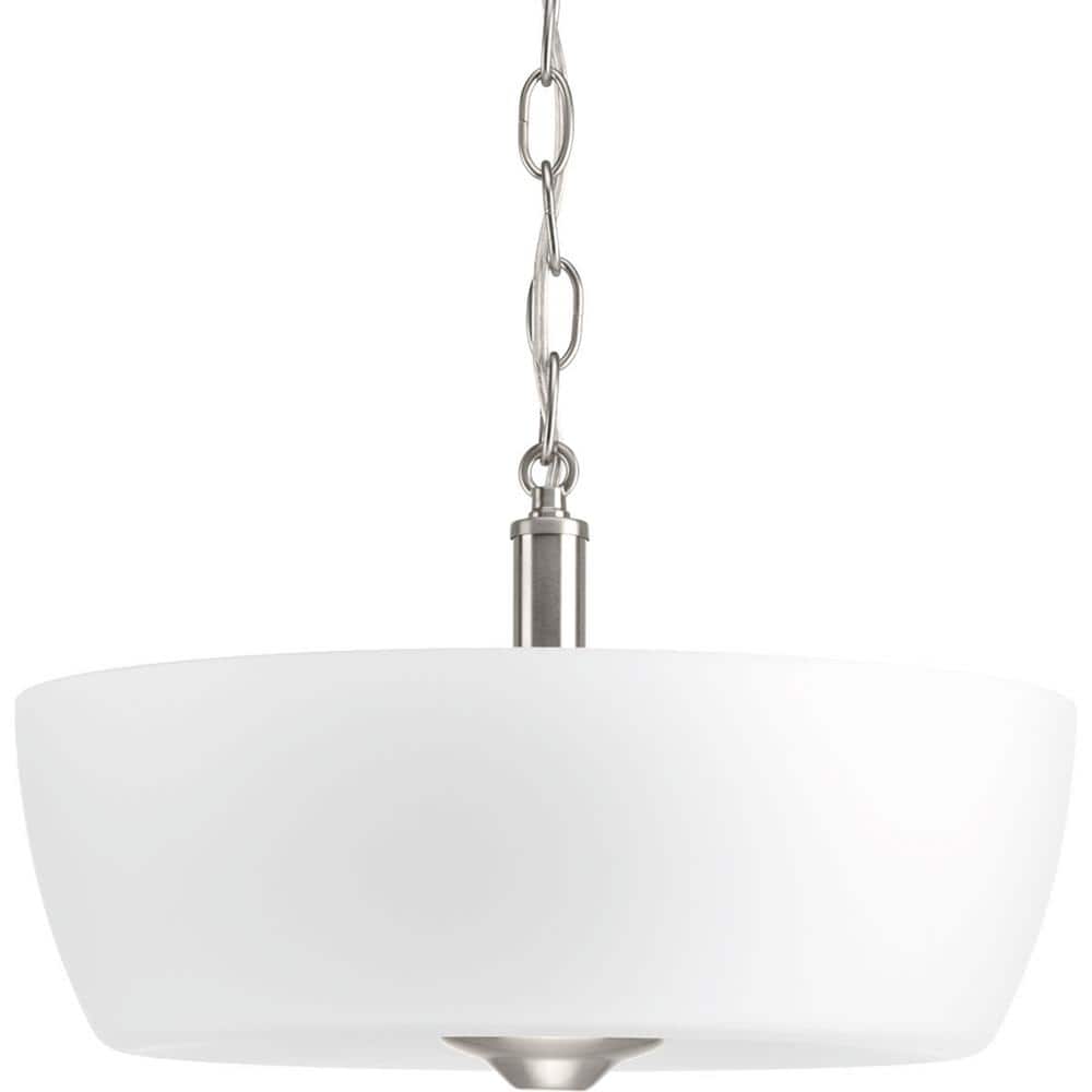 Leap 20" Brushed Nickel Semi-Flush Mount with Etched Glass Shade
