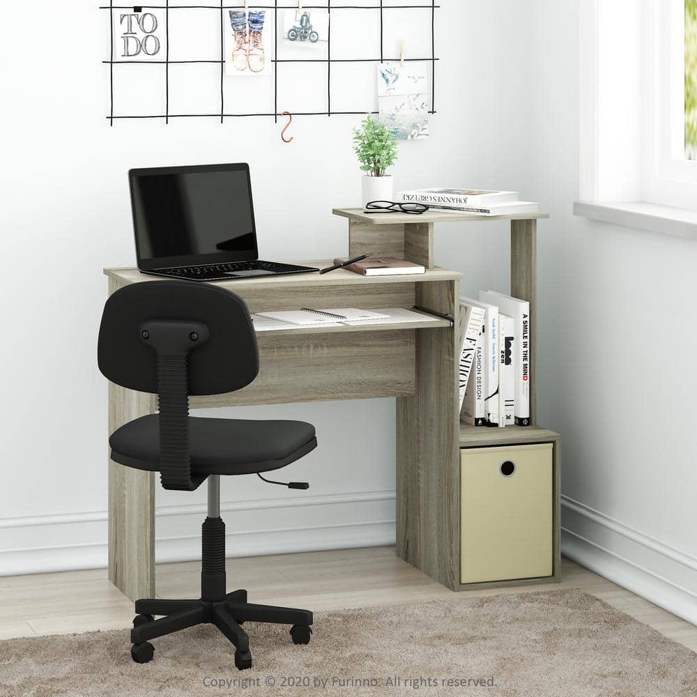 40 in. Rectangular Light Oak 1 Drawer Computer Desk with Keyboard Tray