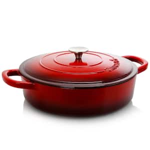 Artisan 5 qt. Round Enameled Cast Iron Braiser Pan with Self Basting Lid in Red