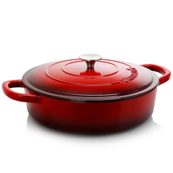  Crock Pot Artisan 5 Quart Enameled Cast Iron Round Dutch Oven,  Red: Home & Kitchen