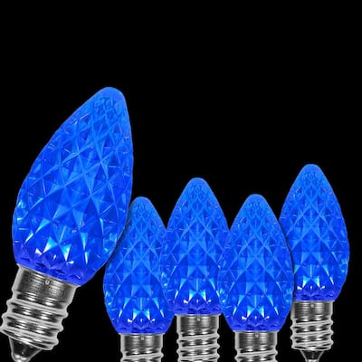 OptiCore C7 LED Blue Faceted Christmas Light Bulbs (25-Pack)