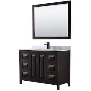 Daria 48 in. W x 22 in. D x 35.75 in. H Single Bath Vanity in Dark Espresso w/White Carrara Marble Top and 46 in. Mirror