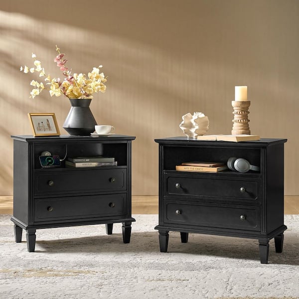 JAYDEN CREATION Juiien Mid-Century Solid Wood 2 - Drawer Storage