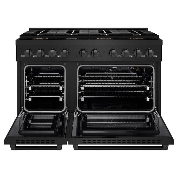 48 in. 6.7 cu. ft. Paramount Gas Range with 8 Burner DuoPro Cooktop and Dual Ovens in Black Stainless Steel