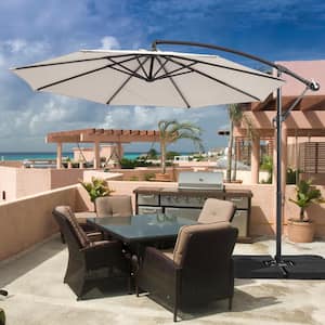 10 ft. Patio Offset Umbrellas 50 Plus UV Protection Cantilever Outside Umbrellas, Beige