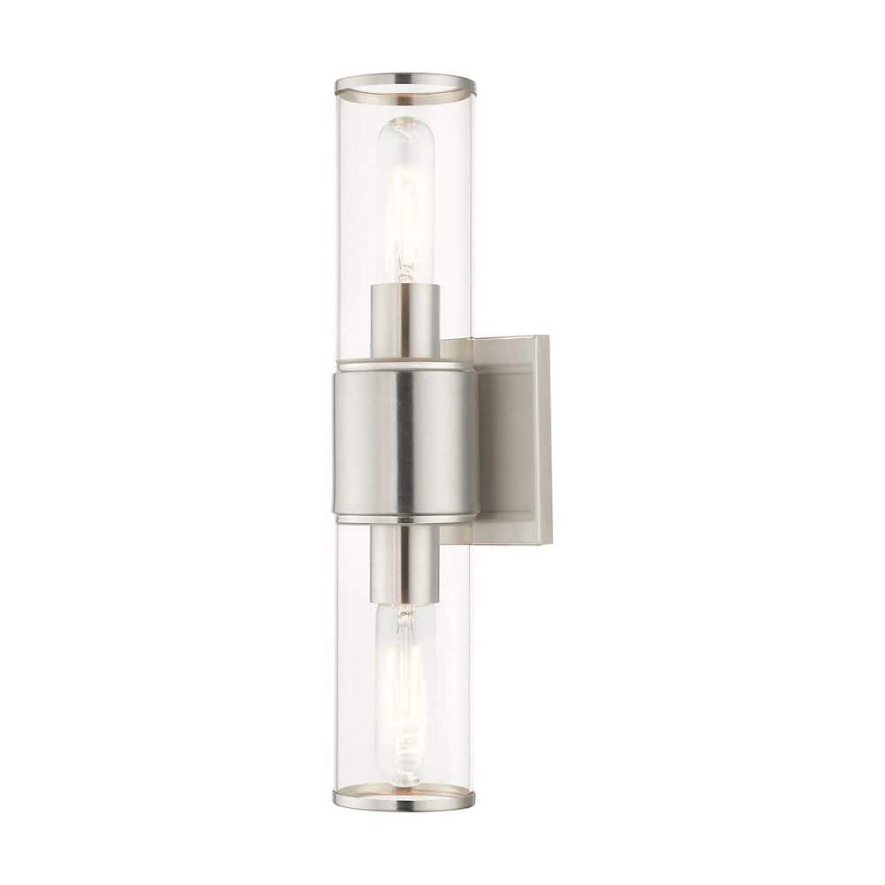Asheford 16 in. 2 Light Brushed Nickel Vanity Light with Clear Glass Shade price history on PriceWatchPro