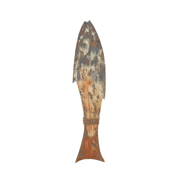 Litton Lane 9 in. x 41 in. Rustic Wooden Fish Wall Decor
