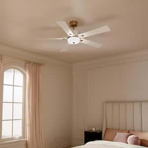 Icon 56 in. Indoor White Downrod Mount Ceiling Fan with Integrated LED with Remote Control