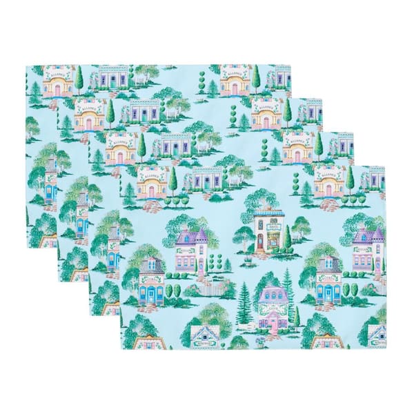 Lenox Spice Village Allover Placemats, Set of 4, Blue - 13"W x 19"L