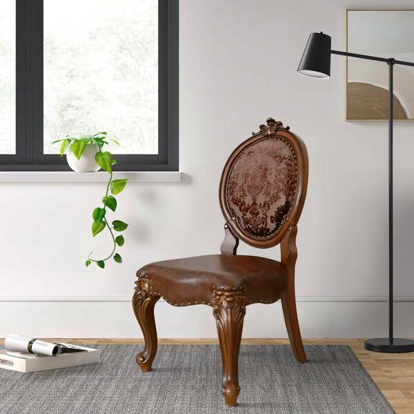 Benjara Brown Fabric Thick Cushion Dining Chair BM287824 - The Home Depot