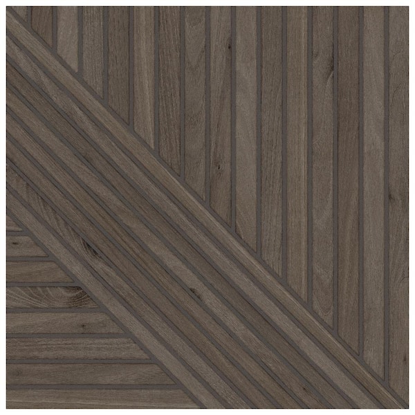 Merola Tile Tangram Wood Walnut 17-3/8 in. x 17-3/8 in. Porcelain
