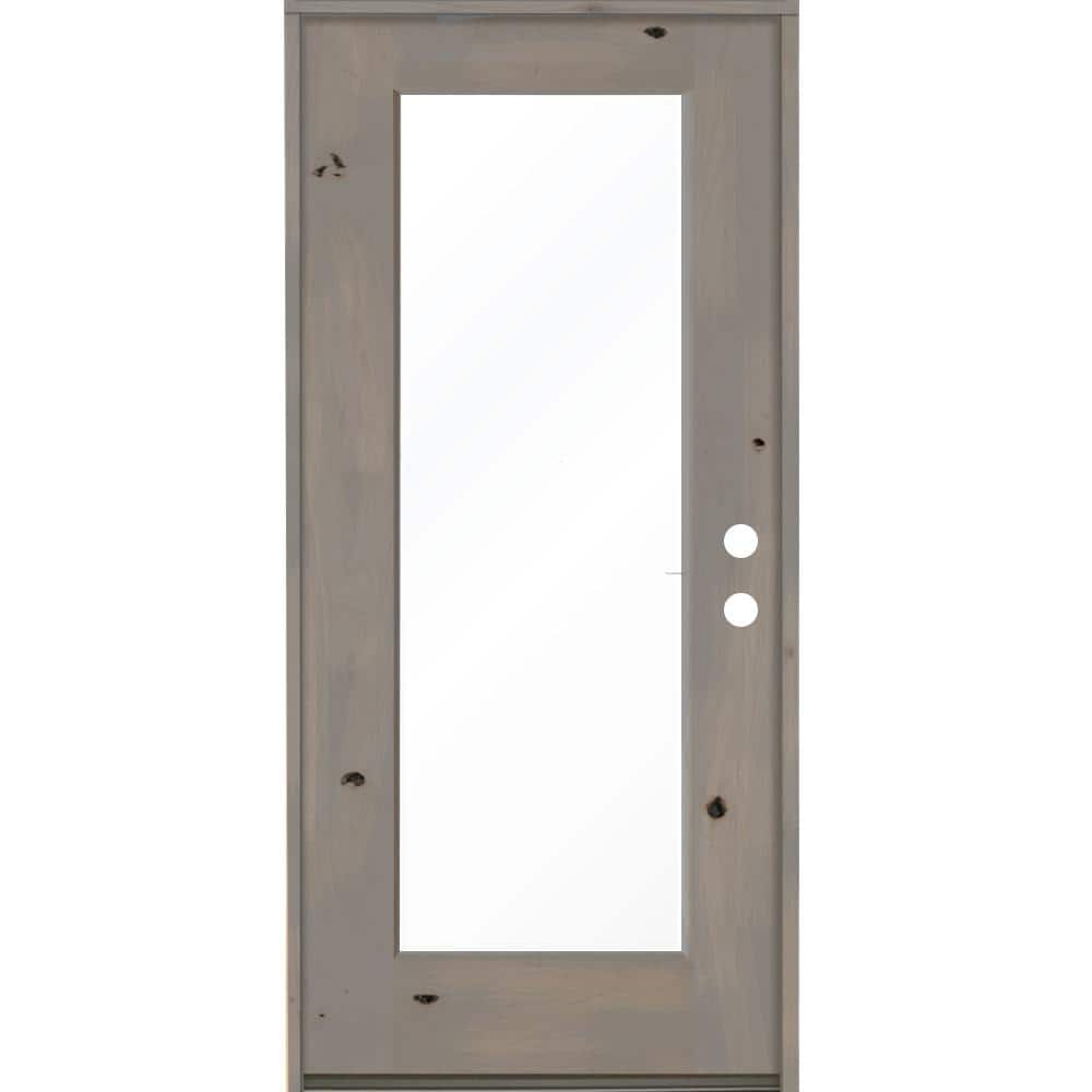 36 in. x 80 in. Rustic Knotty Alder Full-Lite Left-Hand/Inswing Clear Glass Grey Stain Single Wood Prehung Front Door price history on PriceWatchPro