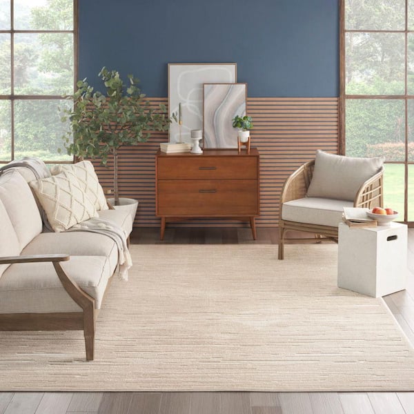 Casual Taupe 9 ft. x 12 ft. Abstract Contemporary Area Rug