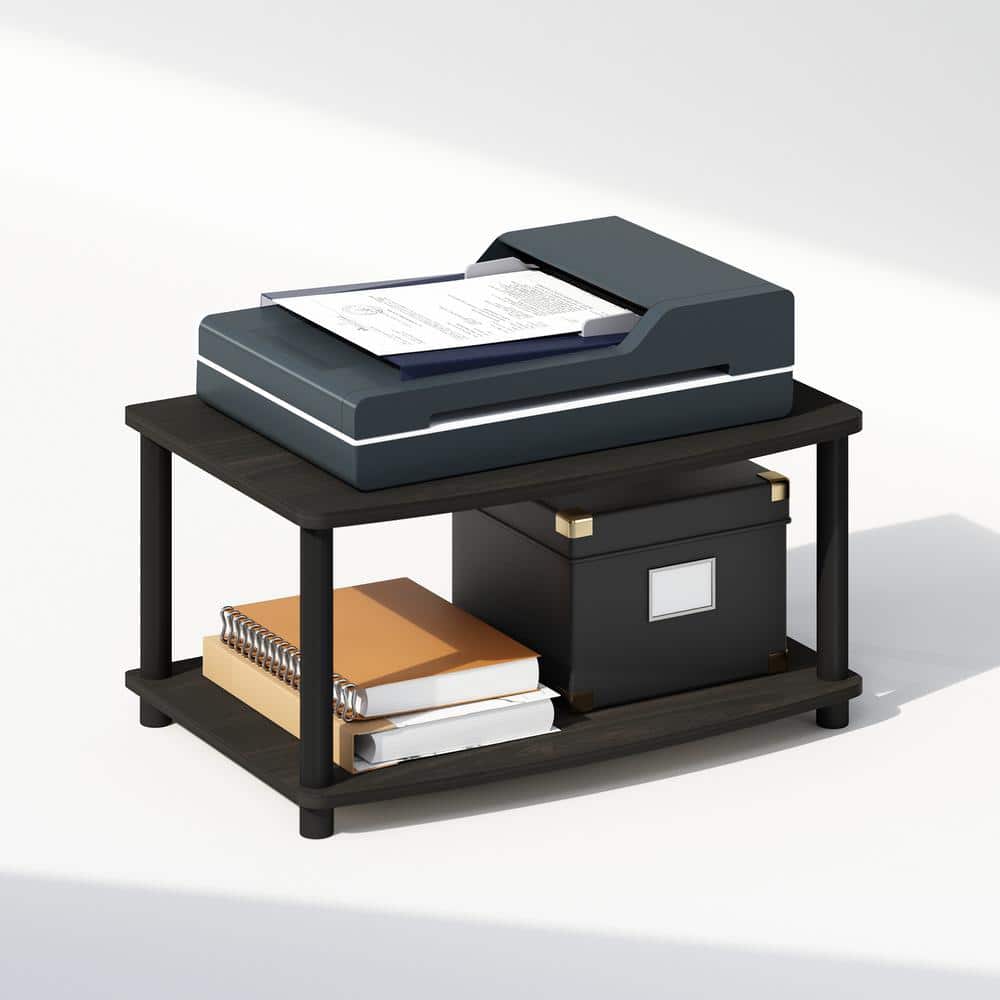 Espresso and Black Composite Wood 24'' Freestanding Printer Stand