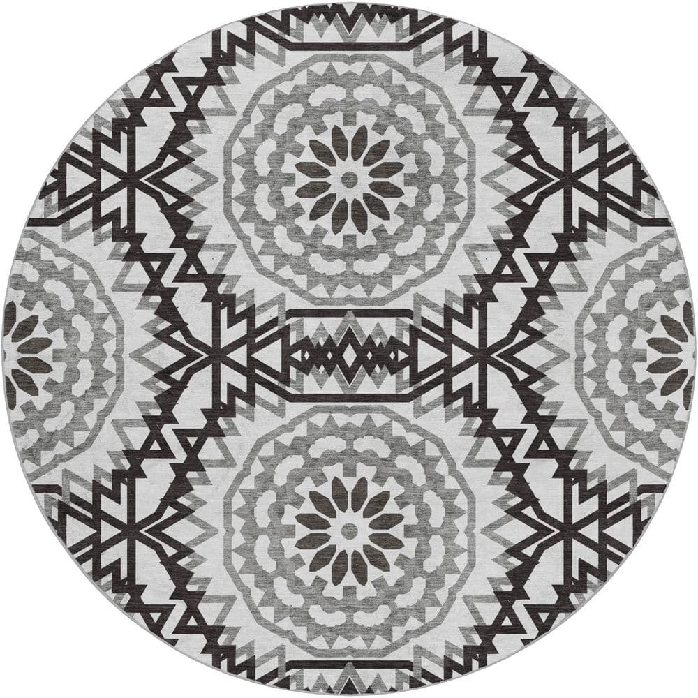 Dream Shag Premium Machine Washable Abstract ADS619 White 8 ft. x 8 ft. Round Rug price history on PriceWatchPro