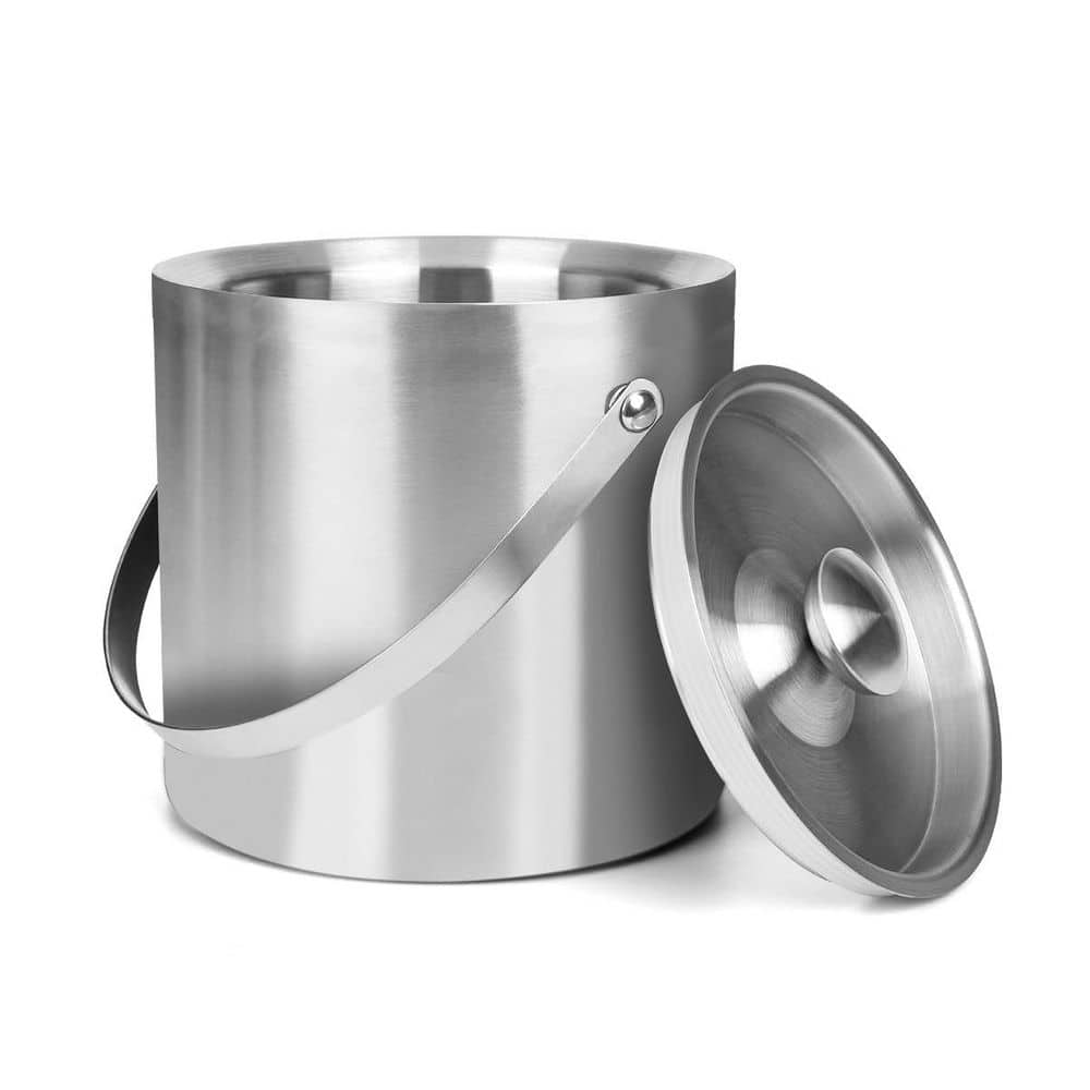 3L Silver Double Wall Insulated Stainless Steel Ice Bucket with Lid and Scoop for Cocktail, Champagne, Parties price history on PriceWatchPro