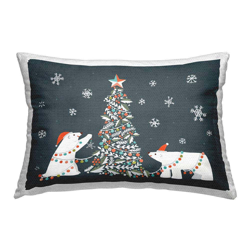 Polar Bears with Christmas Tree Grey Rectangular Outdoor Throw Pillow price history on PriceWatchPro