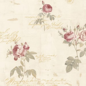 Script Rose Wallpaper Vinyl Roll (Covers 56 sq. ft.)