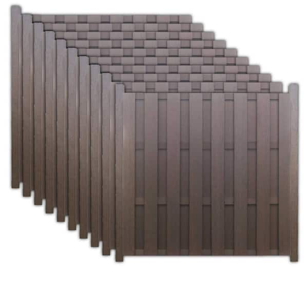 Frame It All Flat-Top Shadowbox 6 ft. x 6 ft. Mahogany Composite Fence Panel (10-Pack)