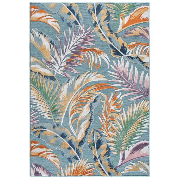 Cabana 4 x 6 Blue/Multi Leaf Area Rug