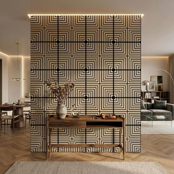 Oak 0.7 in. x 1.97 ft. x 1.97 ft. Geometric Acoustic Decorative Wall Paneling (4 Piece/15.5 sq. ft. )