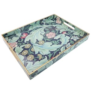 Blue Rectangular Plastic Ceramic Decorative Tray (Set of 1)