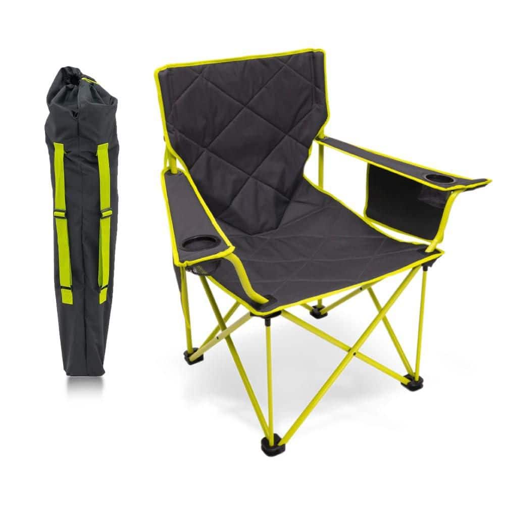 Camping Chairs for Adults with Mesh Cup Holders and Pockets, Built Durable and Reliable with Compact Charcoal/Citrus price history on PriceWatchPro