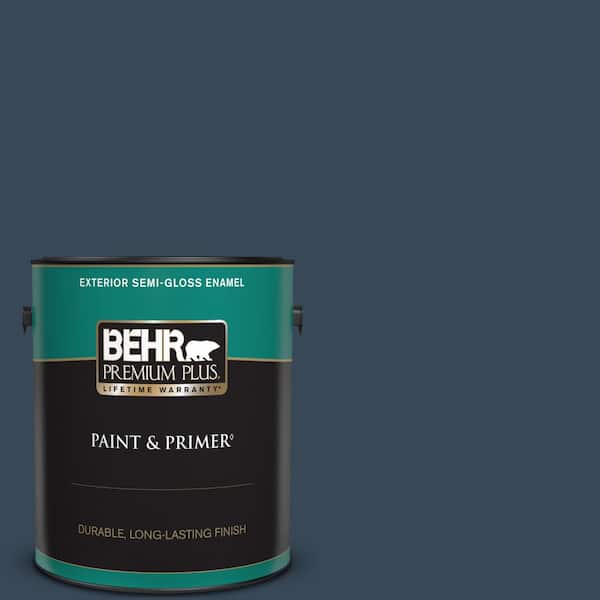 BEHR PREMIUM PLUS 1 gal. #570F-7 Midnight Dream Semi-Gloss Enamel Exterior Paint & Primer
