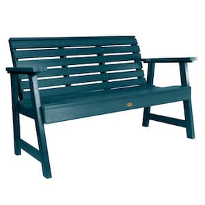 Weatherly 4 ft. 2-Person Nantucket Blue Recycled Plastic Outdoor Garden Bench