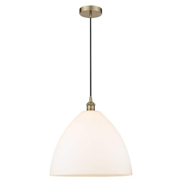 Innovations Edison Dome 60-Watt 1-Light Antique Brass Shaded Mini Pendant Light with Painted Glass Shade