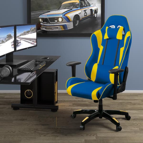 ☆新春福袋2021☆ CorLiving Blu/Mesh CorLiving Gaming LOF-804 Gaming Chair， Yellow  Blue/Yellow Ergonomic