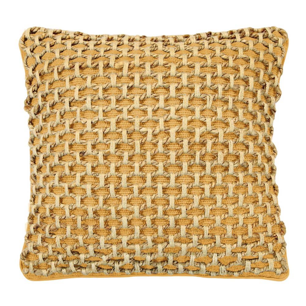Jada Mustard Yellow Geometric Braided Polyester 18 in. x 18 in. Throw Pillo
