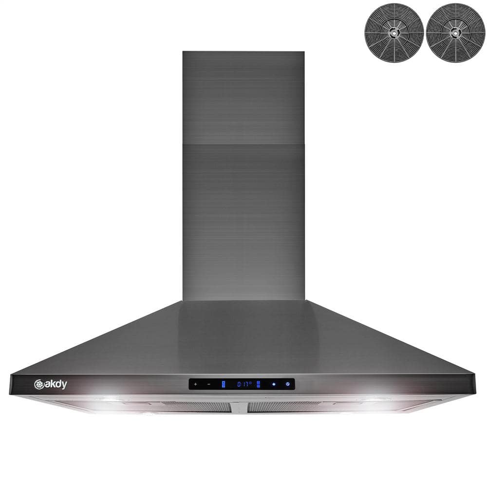 Golden Vantage 30 in. 343 CFM Convertible Island Mount Range Hood with Lights and Touch Control in Black Stainless Steel