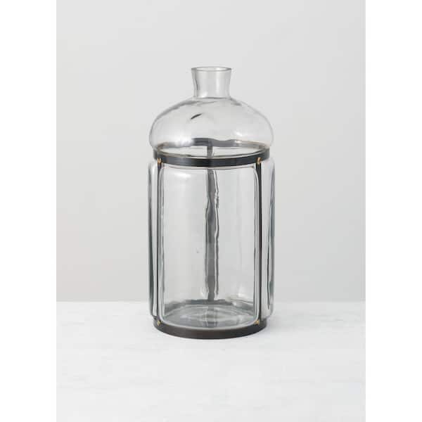 SULLIVANS 14.5 in. Metal and Glass Bottle Vase