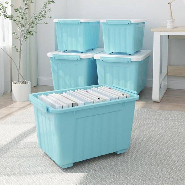 Blue 22 in. x 13.8 in. Polypropylene Decorative Box Set of 4 with