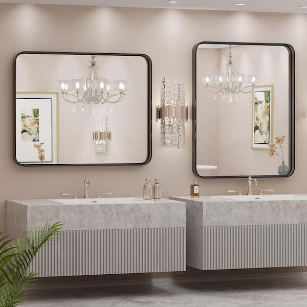 Relyblo 24 in. W x 36 in. H Rounded Rectangle Framed Wall Bathroom
